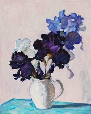 still life with irises oil painting