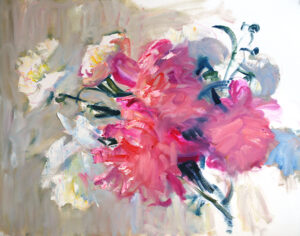 original oil painting on paper peonies
