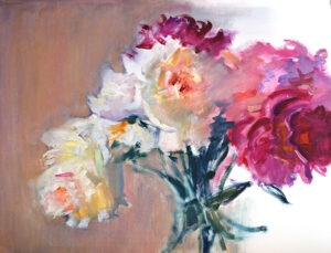 peonies original oil painting on paper