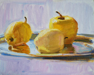 original oil painting still life apples