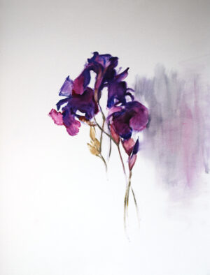 irises oil painting on paper