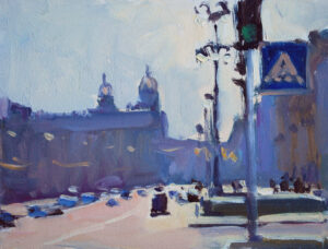 original kyiv cityscape oil on board