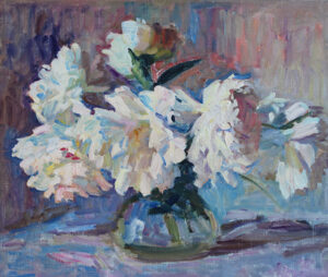 White Peonies original oil painting
