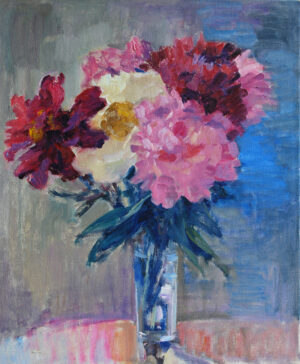 Still Life with Peonies original colorist oil painting