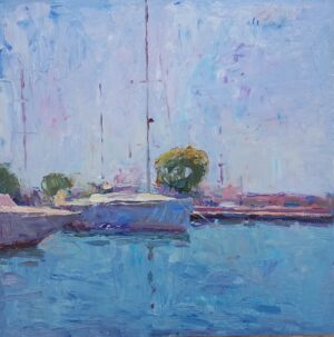Yachts near Pier original art
