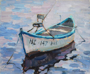 Tranquil Escape: Small Fishing Boat Seascape
