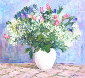 Still Life with Flowers FRAMED, Original oil painting roses impressionist art