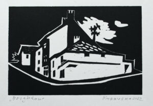 original hand printed lino cut print