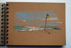 Original Drawing Autumn Beach