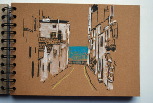 Original drawing Old Brighton. Street to the Sea