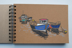 Original drawing Boats on the River Adur